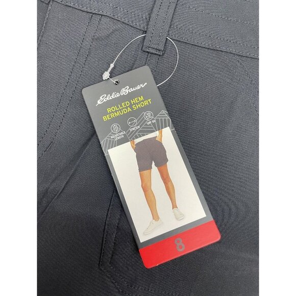 Eddie Bauer Ladies' Cargo Shorts Black Size 8 Pocket With Zipper Lightweight - Picture 13 of 14